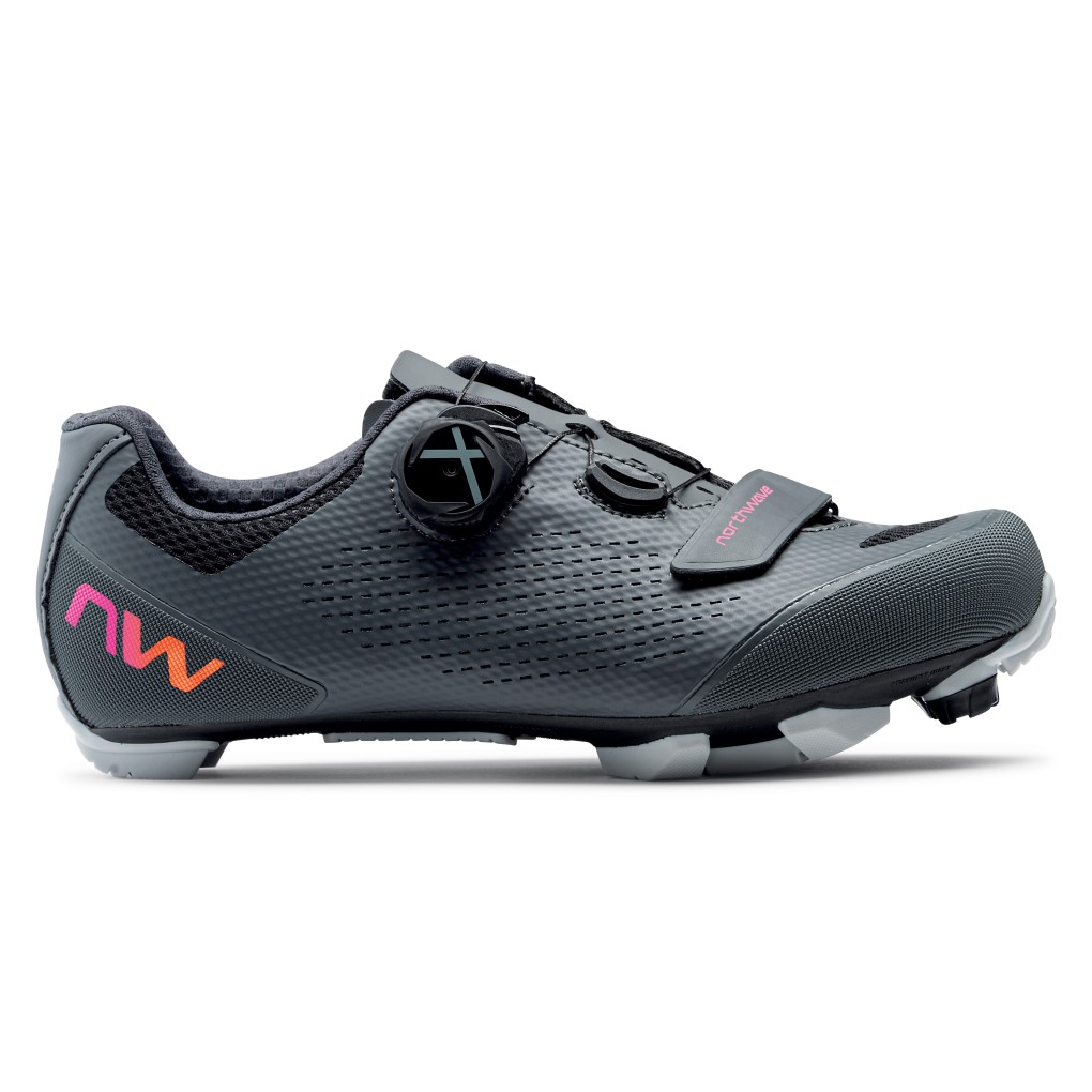 Zapatillas Northwave RAZER 2 WMN Gris Oscuro-Rojo Neon