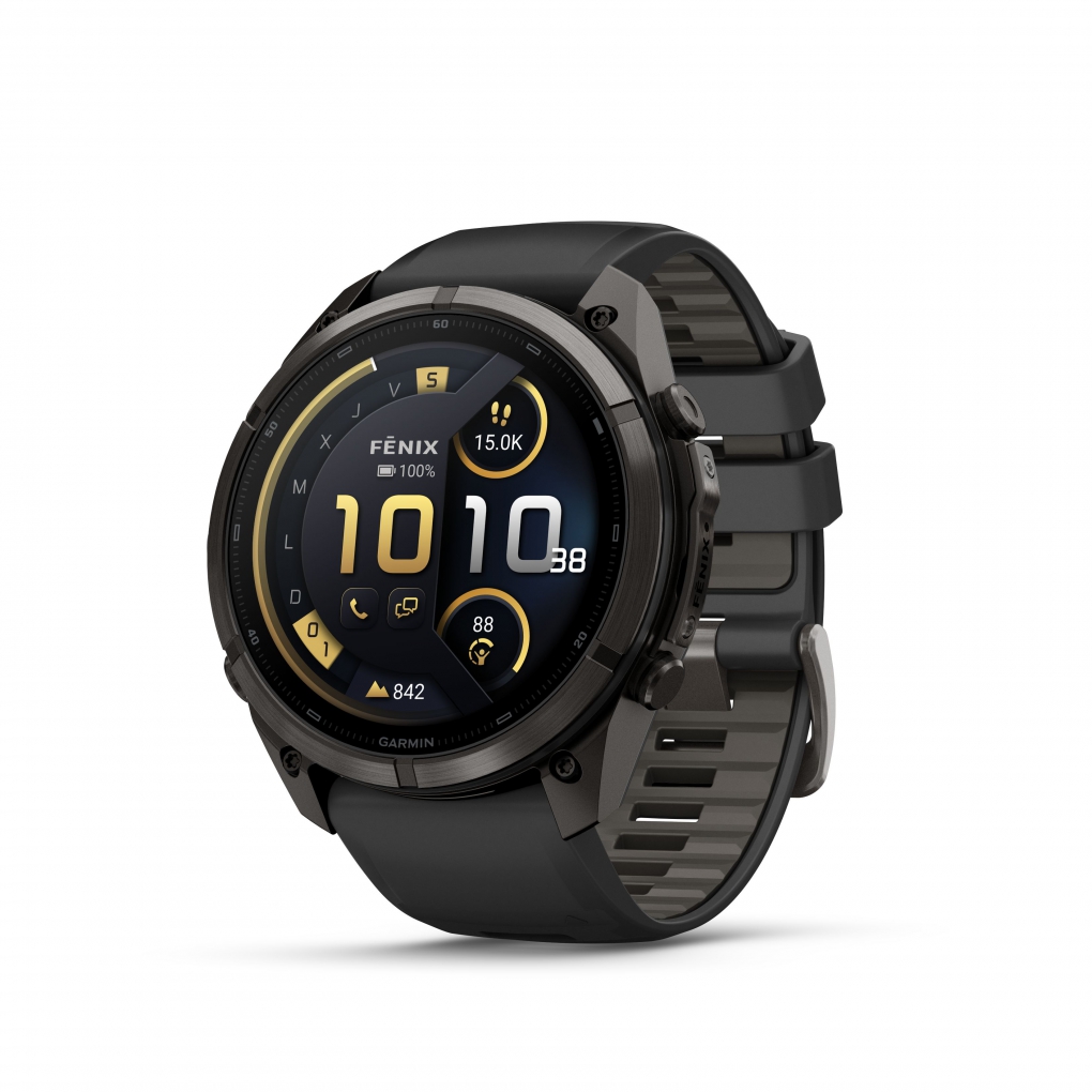 Garmin Fenix 9 Pro � inReach, 51mm Amoled Titanio revesti. de DLC gris carbon correa silicona negro