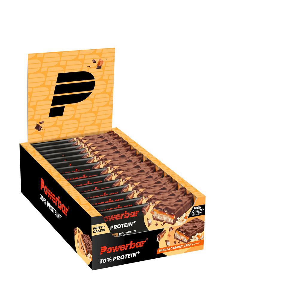 Barras PowerBar ProteinPlus 30% Baunilha Caramelo Crisp 15 unidades