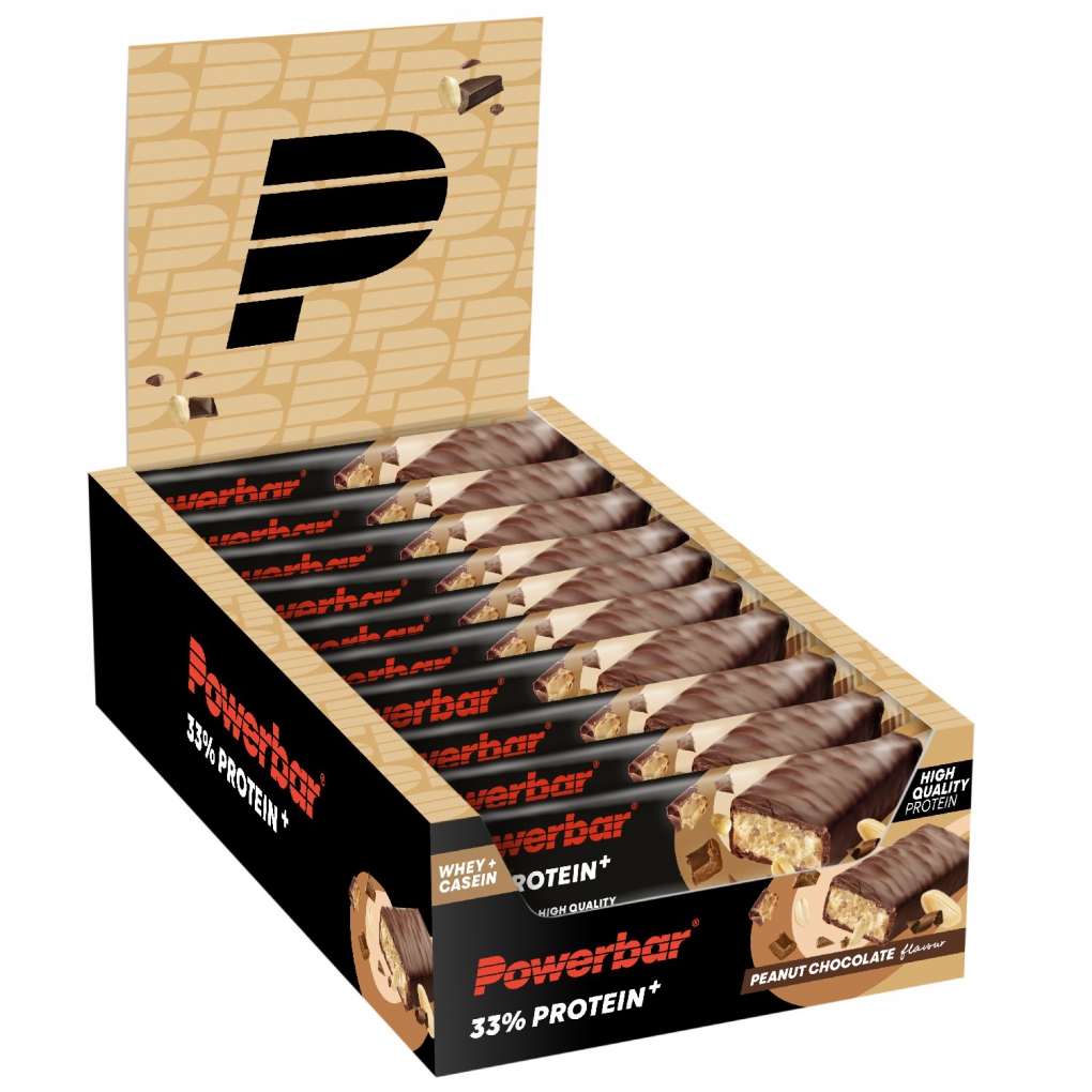 BarrasPowerBar ProteinPlus 33% Chocolate Amendoim 10 unidades