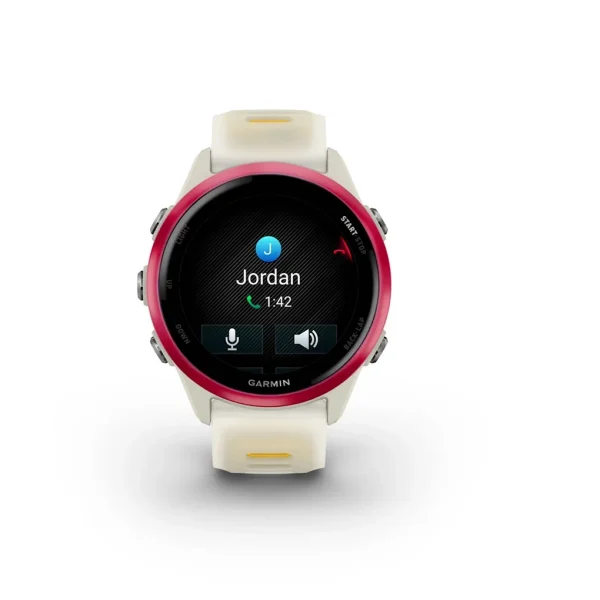 Reloj Garmin Forerunner 570 Aluminio Lila con Correa en Blanco y amarillo 42mm