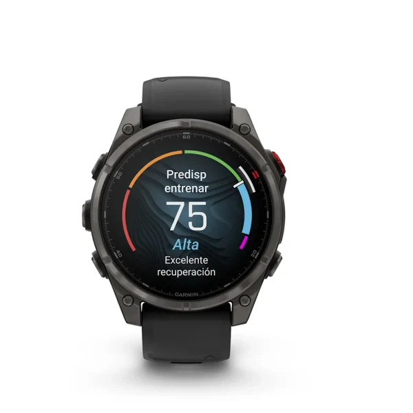 Garmin Fenix 8 Pro - 47mm Amoled Sapphire, Titanio con revestimiento de DLC con correa de silicona negra