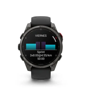 Garmin Fenix 8 Pro - 47mm Amoled Sapphire, Titanio con revestimiento de DLC con correa de silicona negra