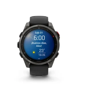 Garmin Fenix 8 Pro - 47mm Amoled Sapphire, Titanio con revestimiento de DLC con correa de silicona negra