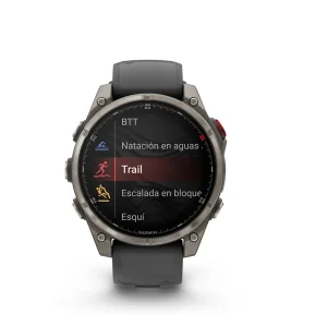 Garmin Fenix 8 Pro - 47mm Amoled Sapphire, titanio con correa de silicona en negro/gris