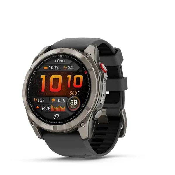 Garmin Fenix 8 Pro - 51mm Amoled Sapphire, Titanio con correa de silicona en negro/gris