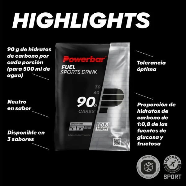 Sobres PowerBar Fuel 90 Black Line Sin sabor 10 unidades