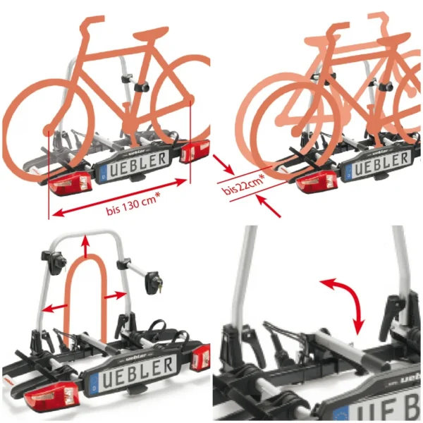 Portabicicletas Plegable Uebler i21 con control de distancia 2 Bicicletas 60º