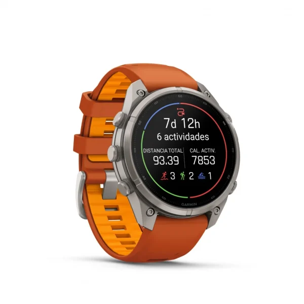 Garmin Fenix 9 Pro – inReach, 47mm Amoled Titanio correa silicona naranja/naranja claro