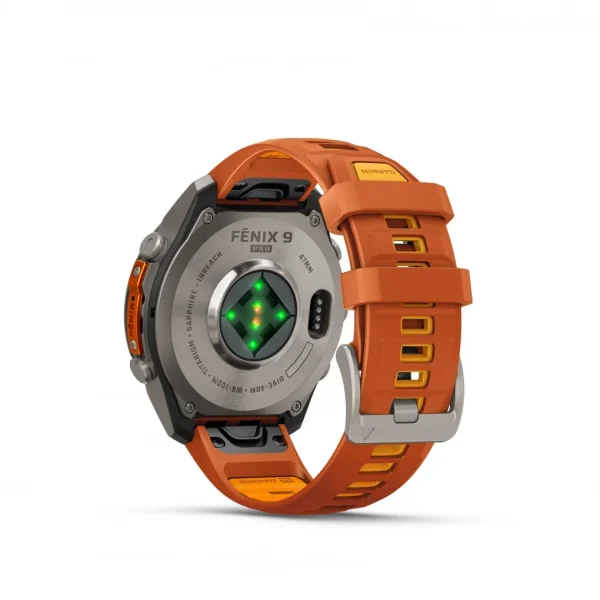 Garmin Fenix 9 Pro – inReach, 47mm Amoled Titanio correa silicona naranja/naranja claro
