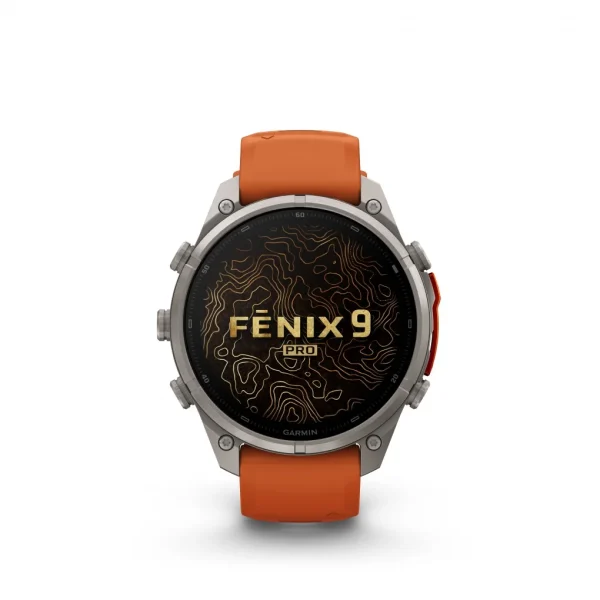 Garmin Fenix 9 Pro – inReach, 47mm Amoled Titanio correa silicona naranja/naranja claro