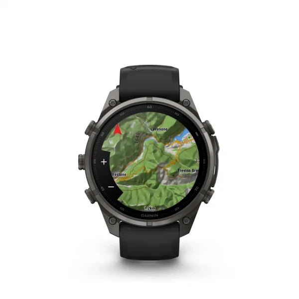Garmin Fenix 9 Pro – inReach, 47mm Amoled Titanio revesti. de DLC gris carbon correa silicona negro