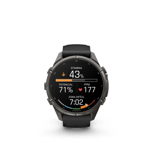 Garmin Fenix 9 Pro – inReach, 43mm Amoled Titanio revesti. de DLC gris carbon correa silicona negro